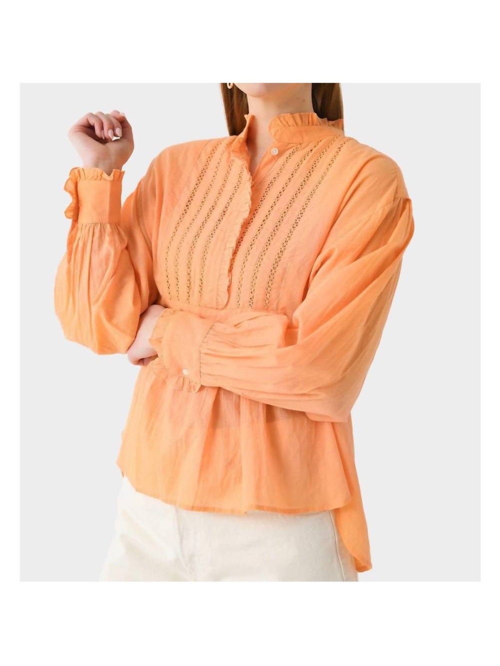 ANTIK BATIK anna victorian blouse in tangerine Sz S